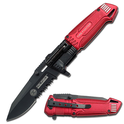 Tac-Force - Spring Assisted Knife - TF-749FD FIRE FIGHTER RED BLACK EDC FOLDING