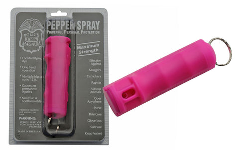 1/2 Ounce Clamshell Pepper Spray with Clip and Keychain - Hot Pink