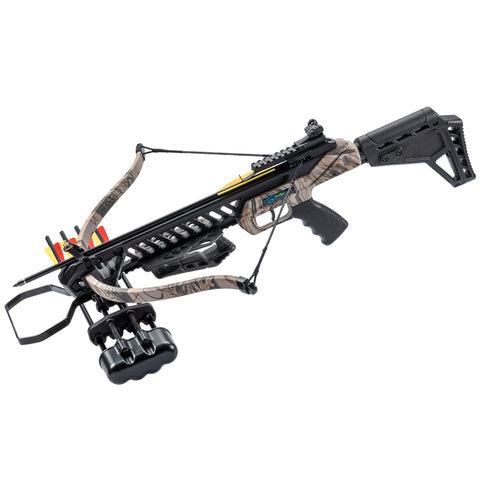 Man Kung 175 Lbs God Camo Color Hound Recurve Hunting Crossbow Package Arrows Scope