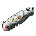 Defender-Xtreme 8" Eagle Design Handle Spring Assisted Folding Knife W/ Belt Cutter