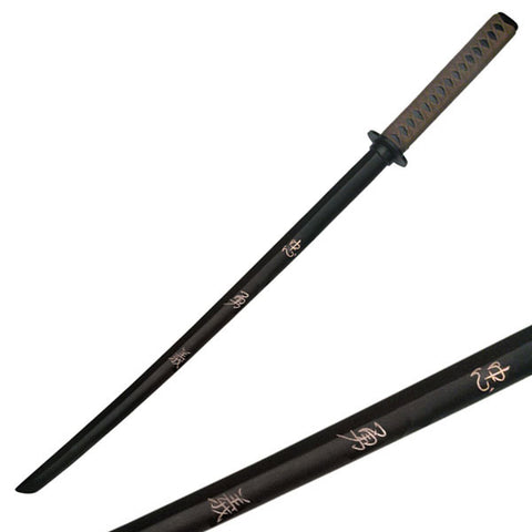 BladesUSA - Martial Arts Training Equipment - Samurai Wooden Training Sword with Engraved "Morality, Heroic, Courage, Morality" - 1807L