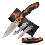 Elk Ridge - Folding Knife - Interchangeable Blades Orange Camo Saw Blade Guthook