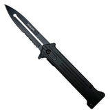 8.5" All Black Spring Assisted Folding Knife 3CR13 Stainless Steel with Belt Clip
