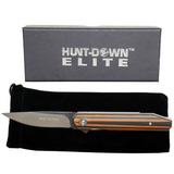 Hunt-Down 8" Black & Orange Linerlock Ball Bearing Folding Knife G10 Handle With Box