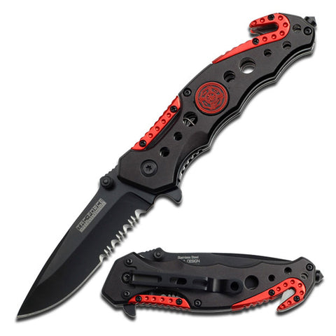 Tac-Force - Spring Assisted Knife - TF-723FD FIRE FIGHTER RED BLACK EDC FOLDING