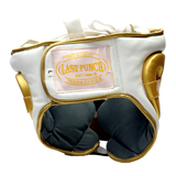 Last Punch White & Gold Heavy Duty Cheek Protection Training Boxing Headgear