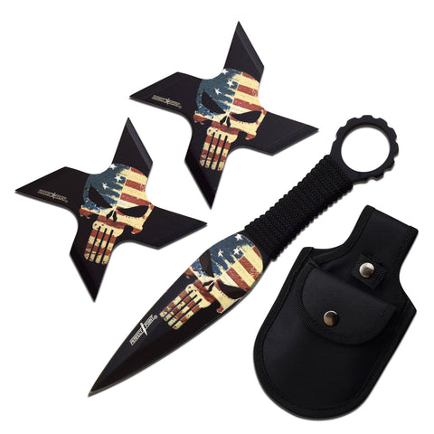 Perfect Point - Throwing Stars (Set of 2) and 1 Throwing Knife - PP-127-3A