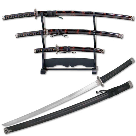 BladesUSA - 3 Piece Sword Set with Display - YK-58BG4