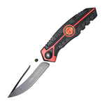 8" Black & Red Aluminum Handle Two Tone Blade Spring Assisted Folding Knife With Belt Clip