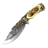 TheBoneEdge 10" Eagle Pattern Handle & Blade Hunting Knife With Gift Box