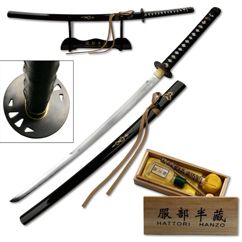 Ten Ryu - Hand Forged Samurai Sword with Cleaning Kit and Display Stand - SW-320DX
