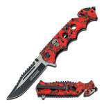 Tac-Force - Spring Assisted Knife - TF-809RD RED SKULL EDC FOLDING