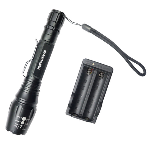 Hunt-Down Black Color High Powered Super Bright Self-Defence 500 Lumens Flashlight