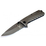 8" The Bone Edge Collection Grey Folding Spring Assisted Knife Handle with Belt Clip