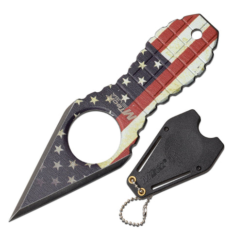 MTech USA - Fixed Blade Knife - MT-588F Neck Knife American Flag Stars Stripes